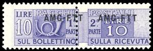 PACCHI POSTALI 1949 - 10 lire, soprastampa ... 