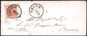 1852 - 15 cent. rosso, III tipo, carta a ... 