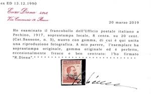 PECHINO 1917 - 8 cent. su 20 cent. ... 