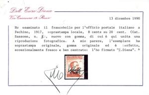 PECHINO 1917 - 8 cent. su 20 cent. ... 