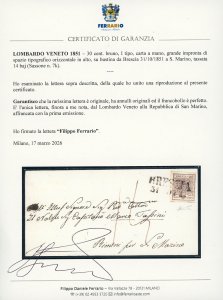 1851 - 30 cent. bruno, I tipo, ... 