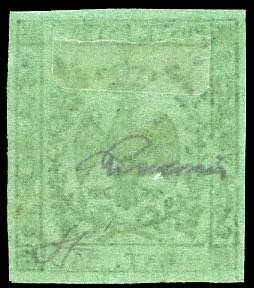 1852 - 25 cent. verde, errore di ... 