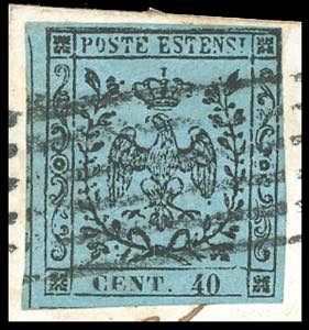 1853 - 40 cent. celeste (5), lieve ... 