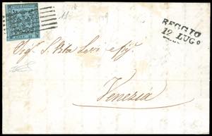 1853 - 40 cent. celeste (5), lieve doppia ... 