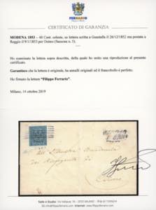 1853 - 40 cent. celeste, con ... 