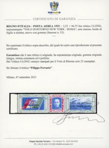 1933 - 5,25 + 44,75 lire Trittico ... 