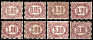 1875 - Serie completa (1/8), nuovi, gomma ... 