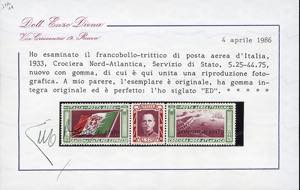 1933 - 5,25 + 44,75 lire Trittico ... 