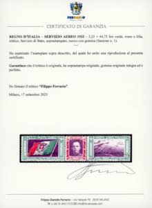 1933 - 5,25 + 44,75 lire Trittico ... 