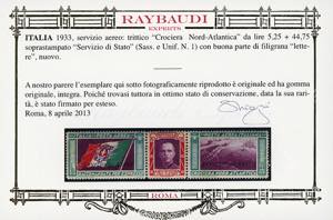 1933 - 5,25 + 44,75 lire Trittico ... 