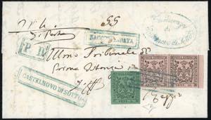 1858 - 10 cent. rosa, coppia orizzontale, ... 