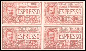 1903 - 25 cent., non dentellato (1a), blocco ... 