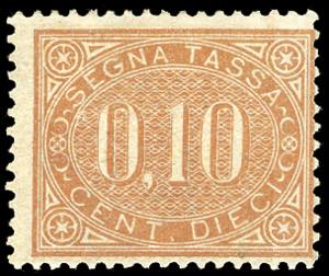 1869 - 10 cent. bruno arancio (2), nuovo, ... 