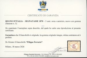 1870 - 5 cent. ocra e carminio ... 