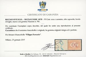 1870 - 50 cent. ocra e carminio, ... 