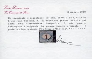 1870 - 1 lira azzurro chiaro e ... 