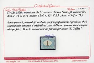 1870 - 1 lira azzurro chiaro e ... 