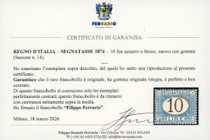 1874 - 10 lire azzurro, cifre ... 