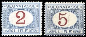 1903 - 2 lire e 5 lire azzurro e carminio, ... 