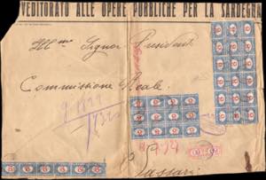 1927 - 2 lire azzurro e carminio, blocco di ... 