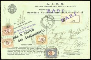 1934 - 2 lire azzurro e carminio, cifra ... 