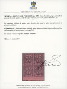 1853 - 9 cent. violetto grigio, ... 