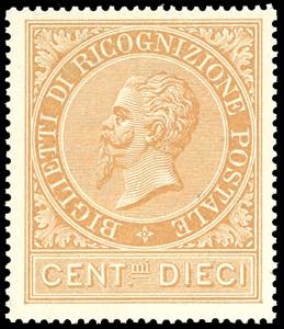 1874 - 10 cent. ocra arancio (1), ben ... 