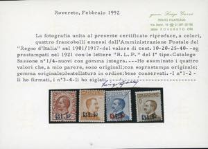 1921 - Soprastampati BLP del I ... 