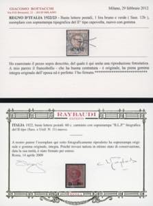 1922/23 - Soprastampa BLP, II ... 