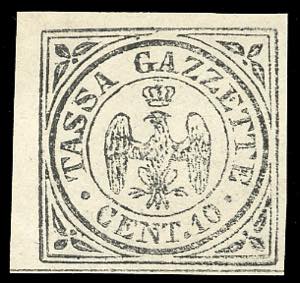 1859 - 10 cent. nero Aquilotto (5), nuovo, ... 