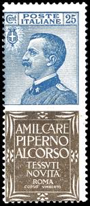 1924 - 25 cent. Piperno (6), nuovo, gomma ... 
