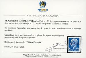 1943 - 1,25 lire, soprastampa ... 