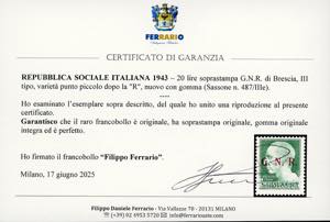 1943 - 20 lire soprastampa G.N.R. ... 