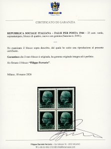 1944 - 25 cent. verde, Imperiale, ... 