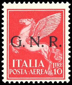 1944 - 10 lire, soprastampa G.N.R. di Verona ... 