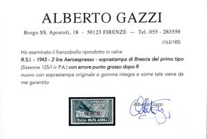 1943 - 2 lire ardesia, soprastampa ... 