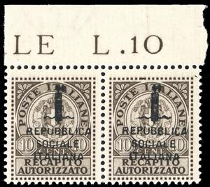 1944 - 10 cent. soprastampato fascetto, non ... 