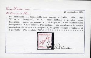 1944 - 50 cent. rosso e grigio, ... 