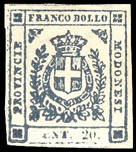 1859 - 20 cent. nero violaceo (15b), ... 