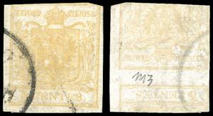 1851 - 5 cent. giallo ocra, stampa ... 