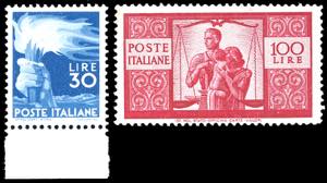 1945 - 30 lire e 100 lire Democratica ... 