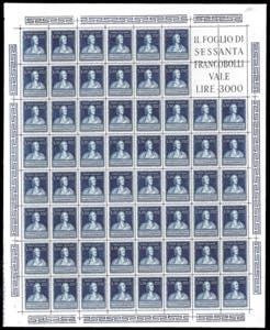 1949 - 50 lire Volta (612), foglio di ... 