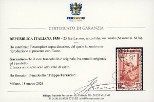 1950 - 25 lire Lavoro, senza ... 