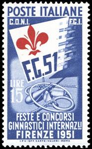 1951 - 15 lire Ginnici, stampa del giglio ... 