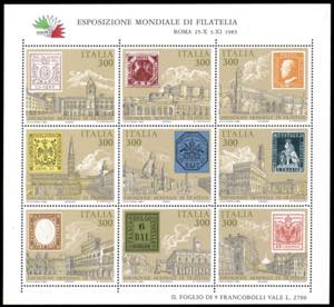 1985 - Italia85, foglietto, evidente e ... 