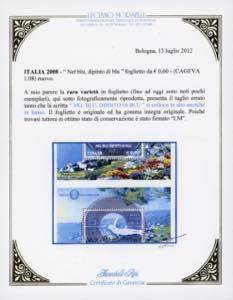 2008 - Foglietto Nel blu, dipinto ... 