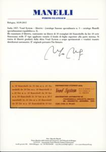 1957 - Due libretti Vend System ... 