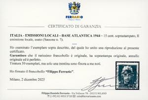 BASE ATLANTICA 1944 - 15 cent. ... 