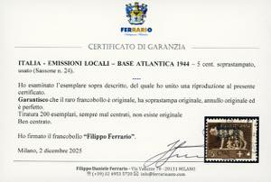 BASE ATLANTICA 1944 - 5 cent. ... 