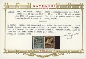 ARONA 1945 - 25 cent. e 50 cent. ... 